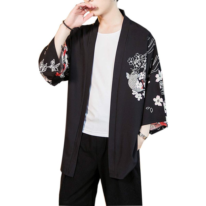Seidarise Men's Haori Jacket Kimono Cardigan Yukata Noragi Happi Coat - Image 4